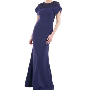 JS Collections Navy Bow Sleeve Gown